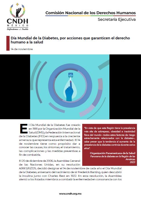 Día Mundial de la Diabetes, por acciones que garanticen el derecho humano a la salud