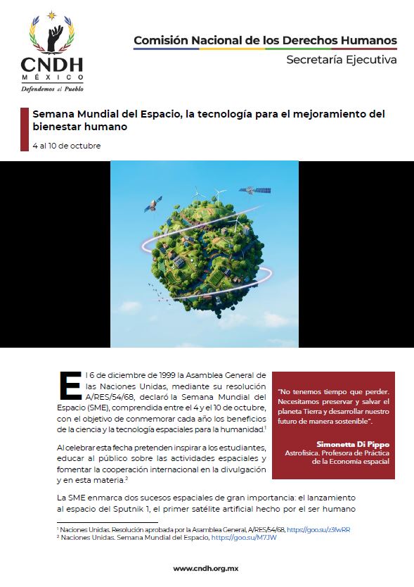 Semana Mundial del Espacio, la tecnología para el mejoramiento del bienestar humano