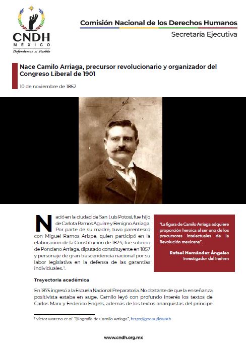 Nace Camilo Arriaga, precursor revolucionario y organizador del Congreso Liberal de 1901