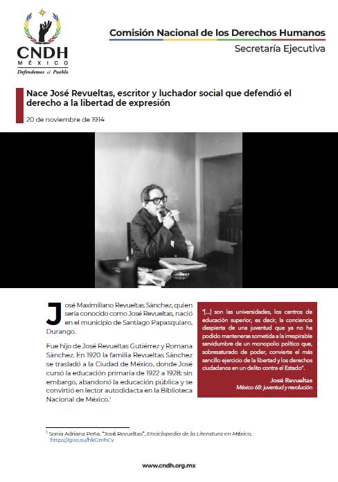 Nace José Revueltas, escritor y luchador social que defendió el derecho a la libertad de expresión