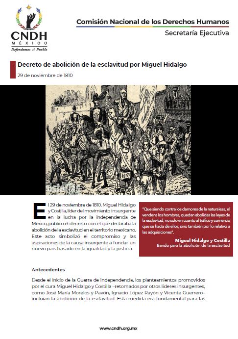 Decreto de abolición de la esclavitud por Miguel Hidalgo