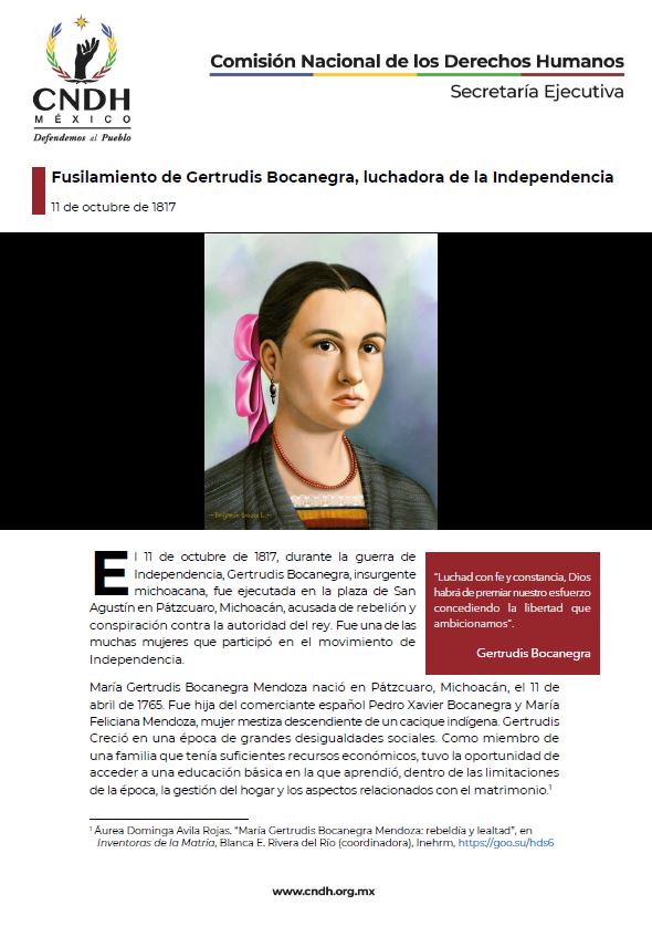 Fusilamiento de Gertrudis Bocanegra, luchadora de la Independencia