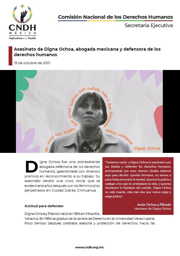 Asesinato de Digna Ochoa, abogada mexicana y defensora de los derechos humanos