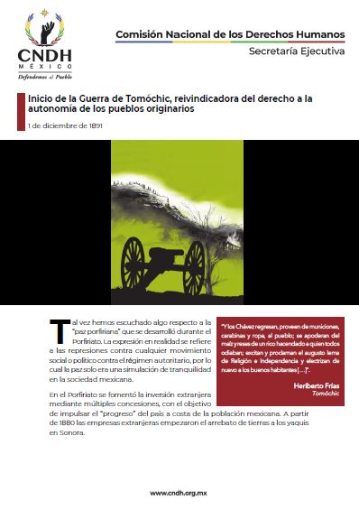 Inicio de la Guerra de Tomóchic, reivindicadora del derecho a la autonomía de los pueblos originarios