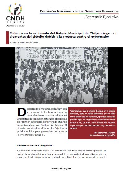 Matanza en la explanada del Palacio Municipal de Chilpancingo por elementos del ejército debido a la protesta contra el gobernador