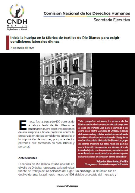 Inicia la huelga en la fábrica de textiles de Río Blanco para exigir condiciones laborales dignas