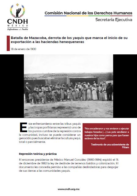 Batalla de Mazacoba, derrota de los yaquis que marca el inicio de su exportación a las haciendas henequeneras