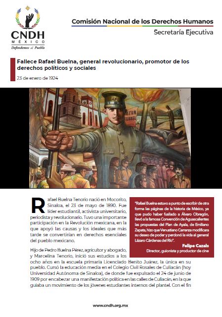 Fallece Rafael Buelna, general revolucionario, promotor de los derechos políticos y sociales