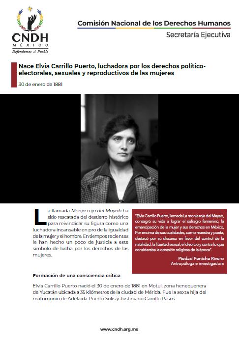 Nace Elvia Carrillo Puerto, luchadora por los derechos político-electorales, sexuales y reproductivos de las mujeres