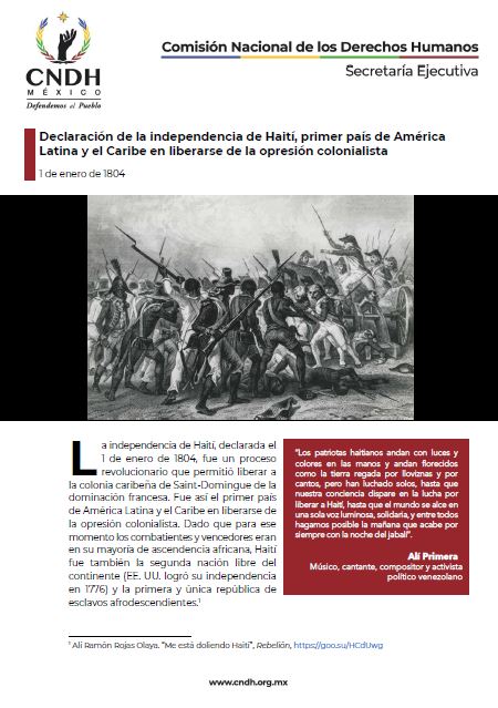 Declaración de la independencia de Haití, primer país de América Latina y el Caribe en liberarse de la opresión colonialista