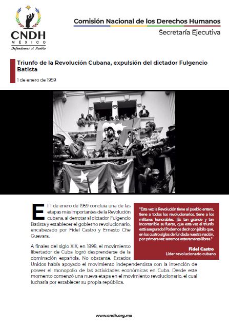 Triunfo de la Revolución Cubana, expulsión del dictador Fulgencio Batista