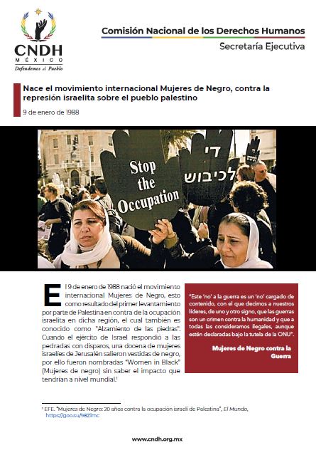 Nace el movimiento internacional Mujeres de Negro, contra la represión israelita sobre el pueblo palestino