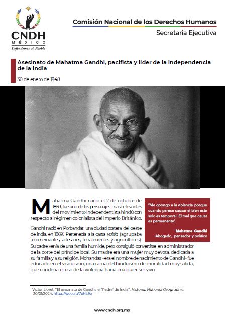 Asesinato de Mahatma Gandhi, pacifista y líder de la independencia de la India
