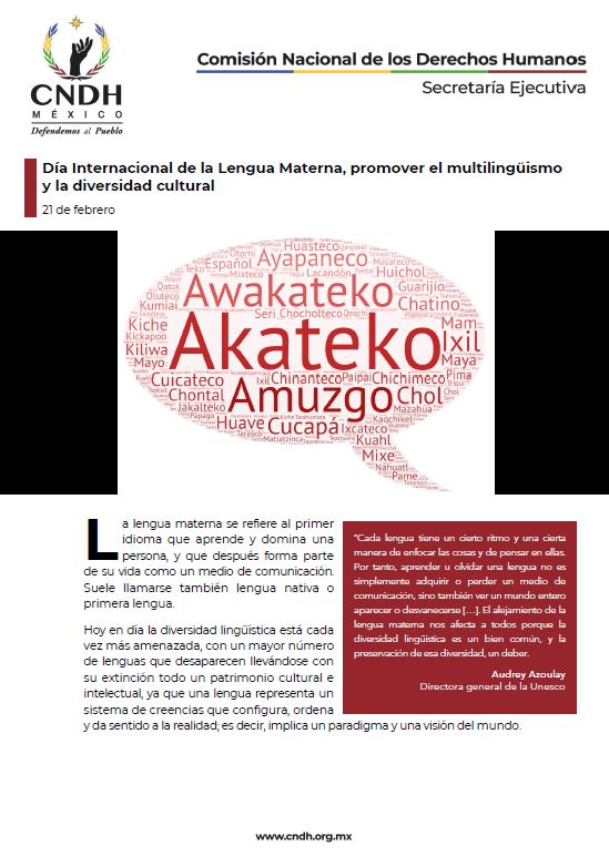 Día Internacional de la Lengua Materna, promover el multilingüismo y la diversidad cultural