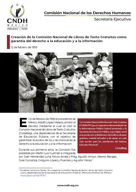 Creación de la Comisión Nacional de Libros de Texto Gratuitos como garantía del derecho a la educación y a la información