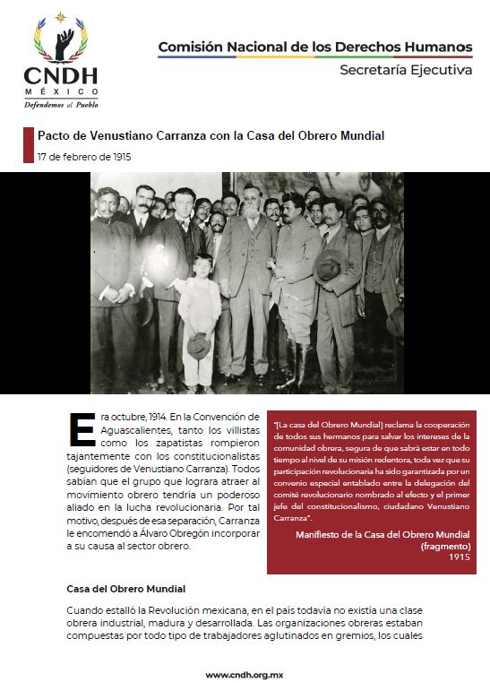 Pacto de Venustiano Carranza con la Casa del Obrero Mundial