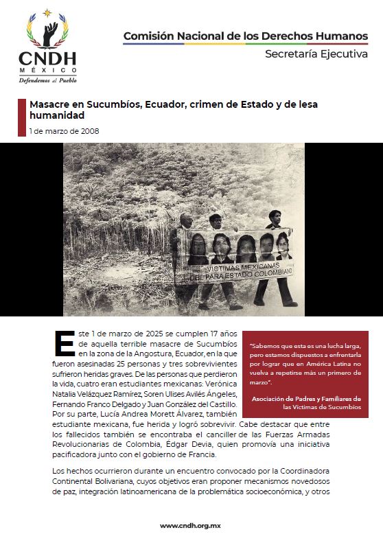 Masacre en Sucumbíos, Ecuador, crimen de Estado y de lesa humanidad