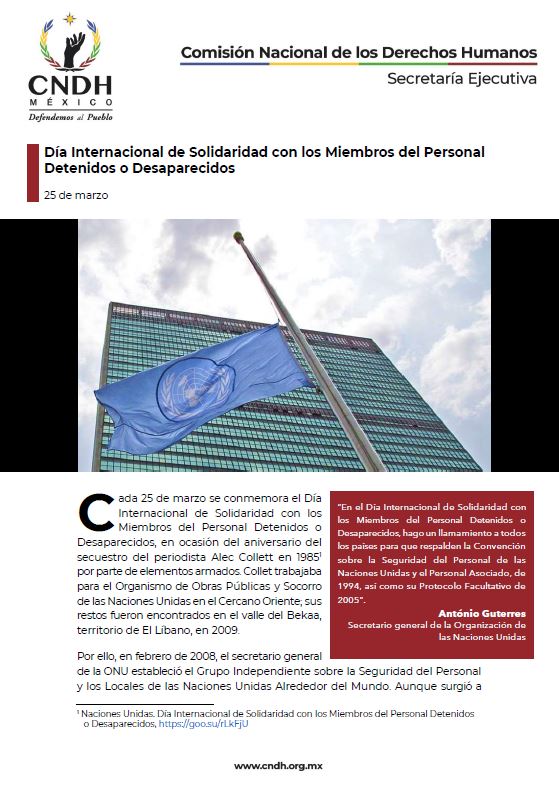 Día Internacional de Solidaridad con los Miembros del Personal Detenidos o Desaparecidos