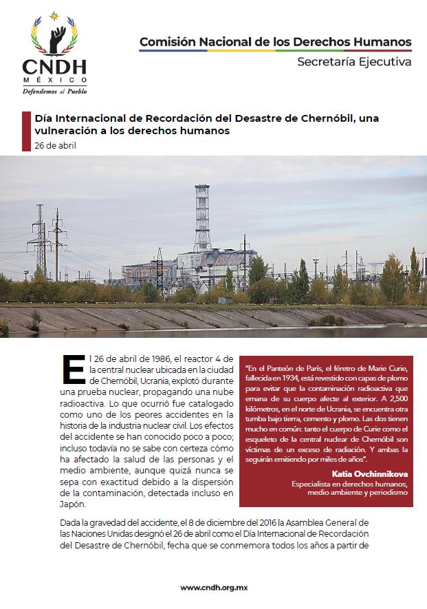 Día Internacional de Recordación del Desastre de Chernóbil, una vulneración a los derechos humanos