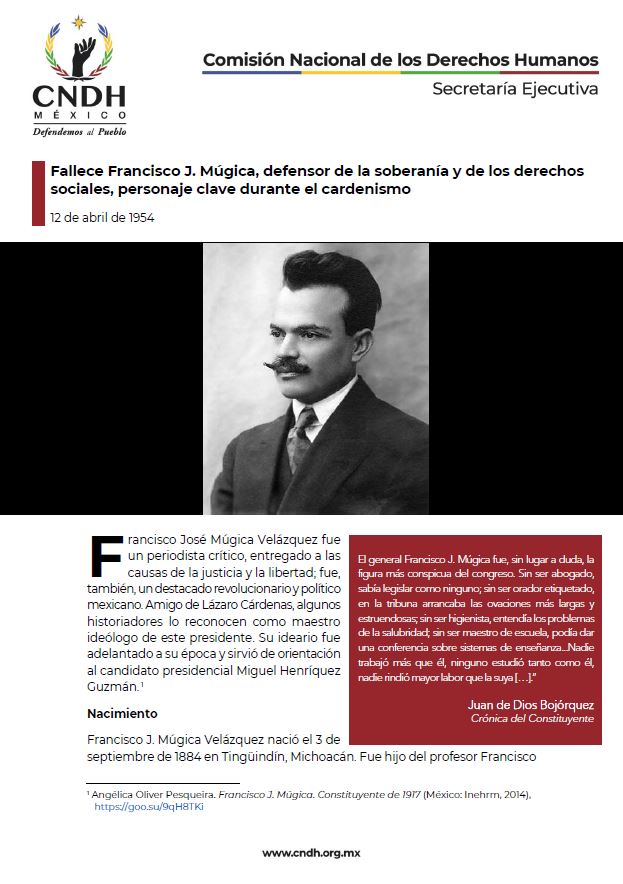 Fallece Francisco J. Múgica, defensor de la soberanía y de los derechos sociales, personaje clave durante el cardenismo