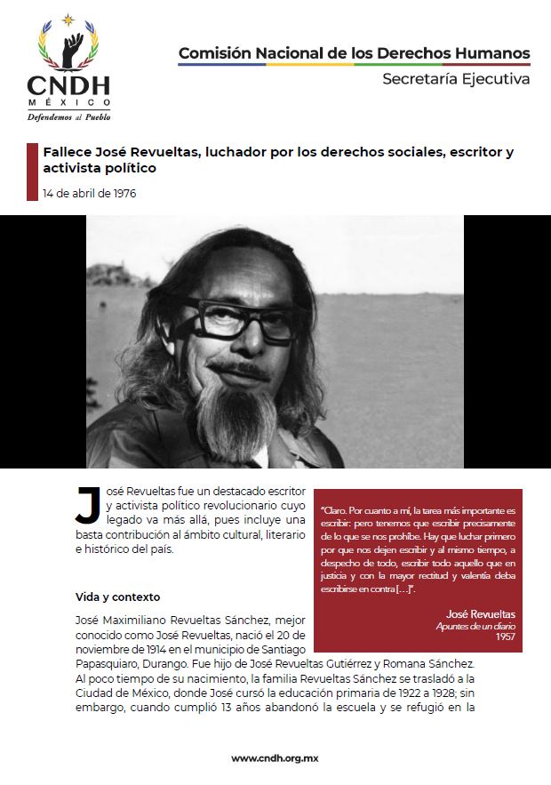 Fallece José Revueltas, luchador por los derechos sociales, escritor y activista político