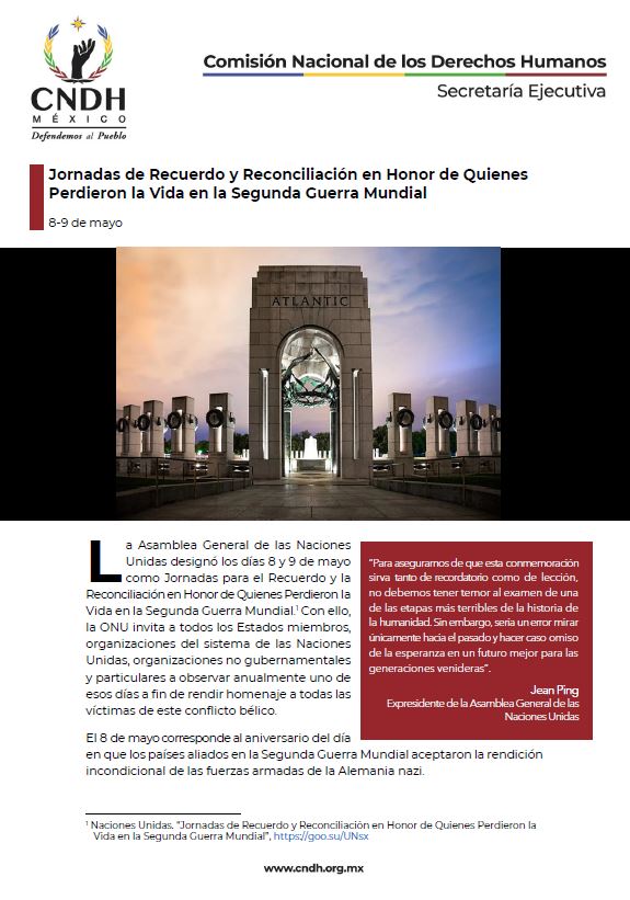 Jornadas de Recuerdo y Reconciliación en Honor de Quienes Perdieron la Vida en la Segunda Guerra Mundial