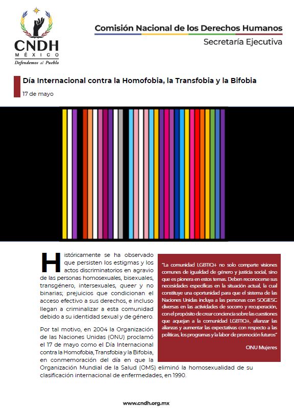 Día Internacional contra la Homofobia, la Transfobia y la Bifobia
