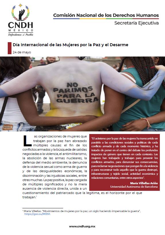 Día Internacional de las Mujeres por la Paz y el Desarme