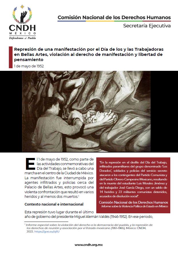 Represión de una manifestación por el Día de los y las Trabajadoras en Bellas Artes, violación al derecho de manifestación y libertad de pensamiento