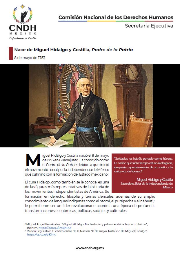 Nace de Miguel Hidalgo y Costilla, Padre de la Patria