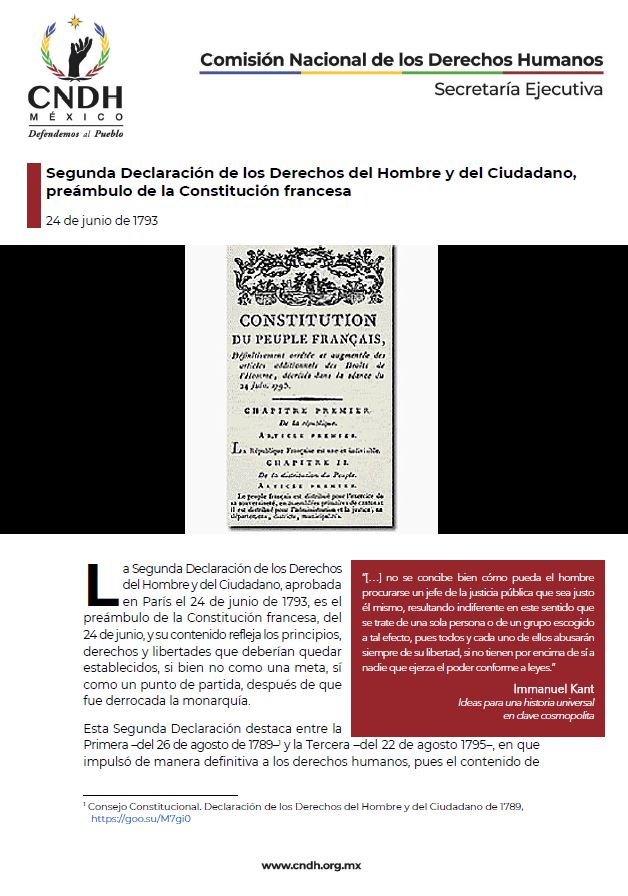 Segunda Declaración de los Derechos del Hombre y del Ciudadano, preámbulo de la Constitución francesa