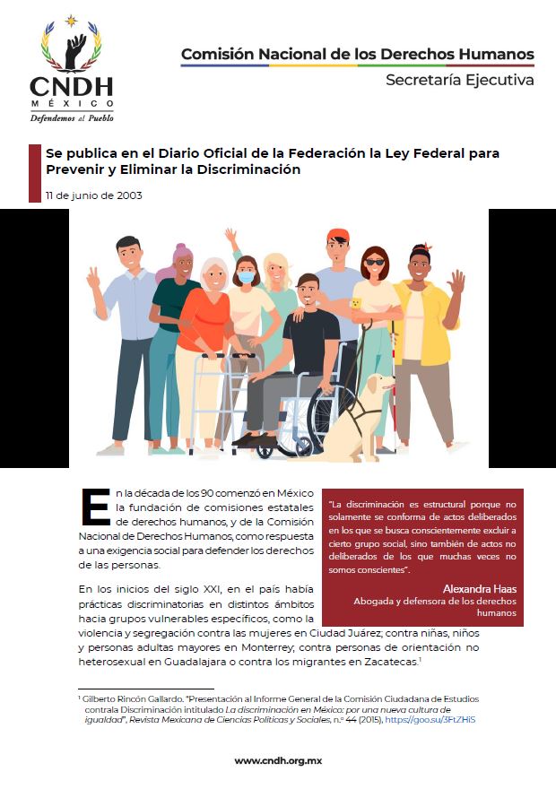 Se publica en el Diario Oficial de la Federación la Ley Federal para Prevenir y Eliminar la Discriminación