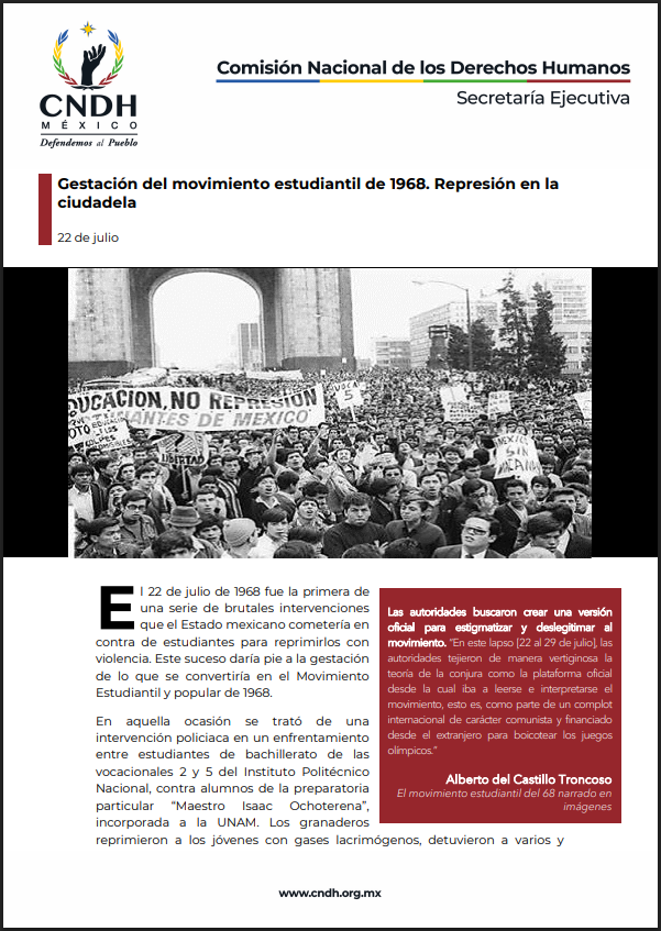 Gestación del movimiento estudiantil de 1968. Represión en la ciudadela
