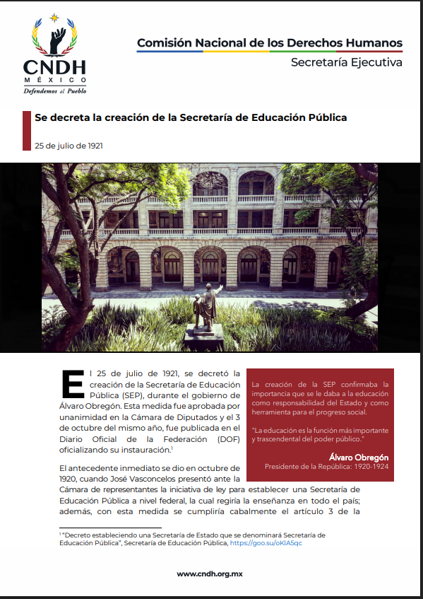 Se decreta la creación de la Secretaría de Educación Pública