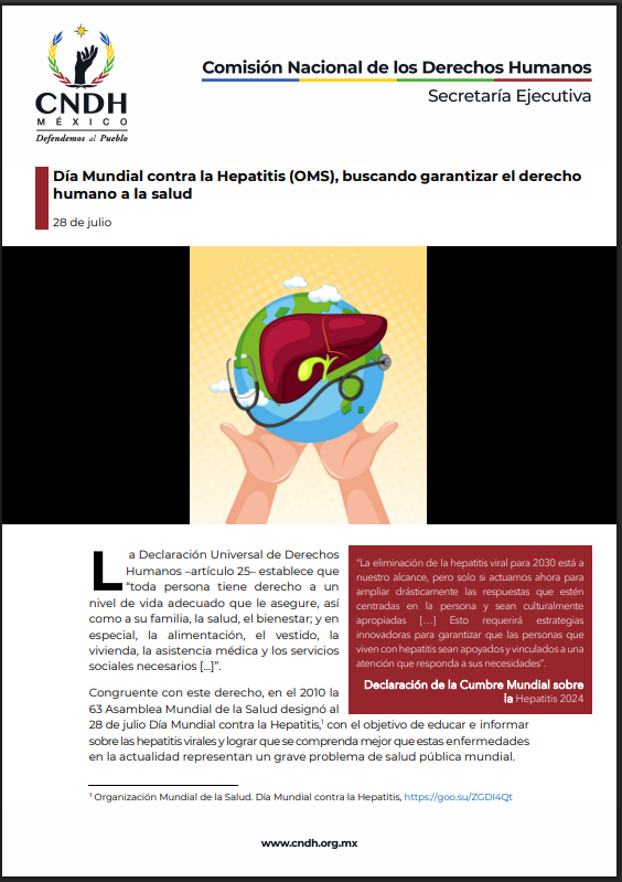 Día Mundial contra la Hepatitis (OMS), buscando garantizar el derecho humano a la salud