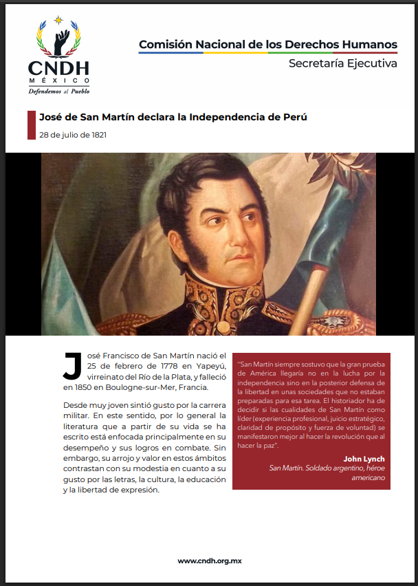 José de San Martín declara la Independencia de Perú