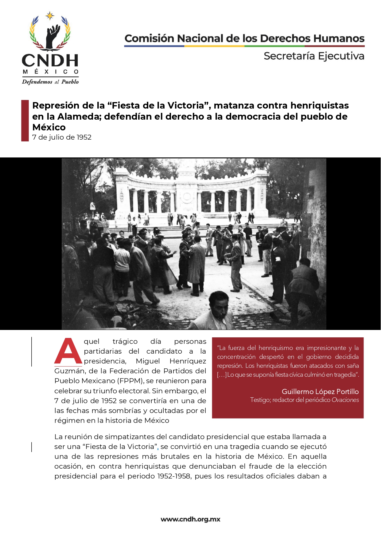 Represión de la “Fiesta de la Victoria”, matanza contra henriquistas  en la Alameda; defendían el derecho a la democracia del pueblo de  México