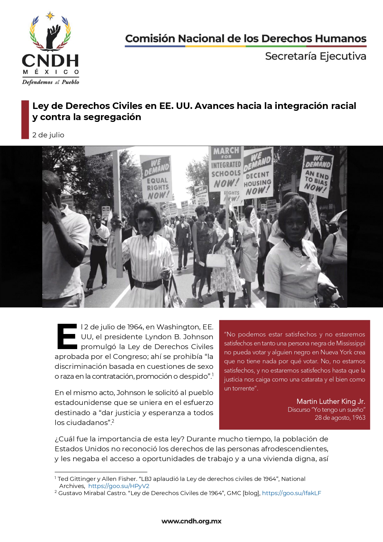 Ley de Derechos Civiles en EE. UU. Avances hacia la integración racial y contra la segregación