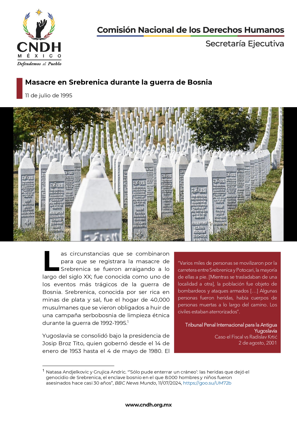 Masacre en Srebrenica durante la guerra de Bosnia