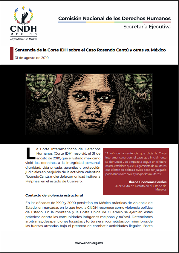 Sentencia de la Corte IDH sobre el Caso Rosendo Cantú y otras vs. México