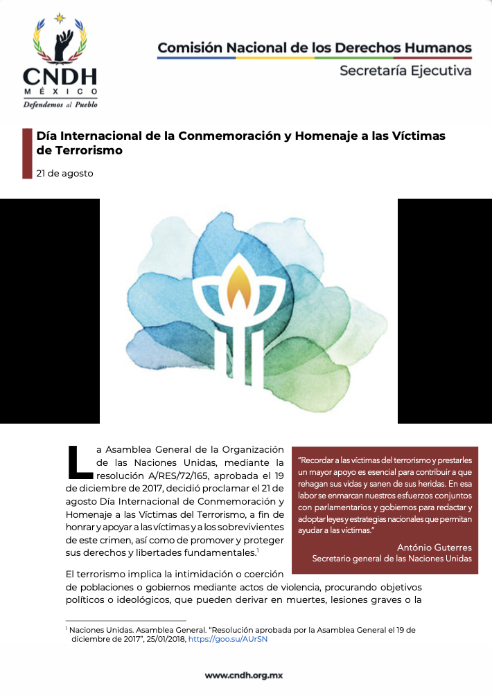 Día Internacional de la Conmemoración y Homenaje a las Víctimas de Terrorismo