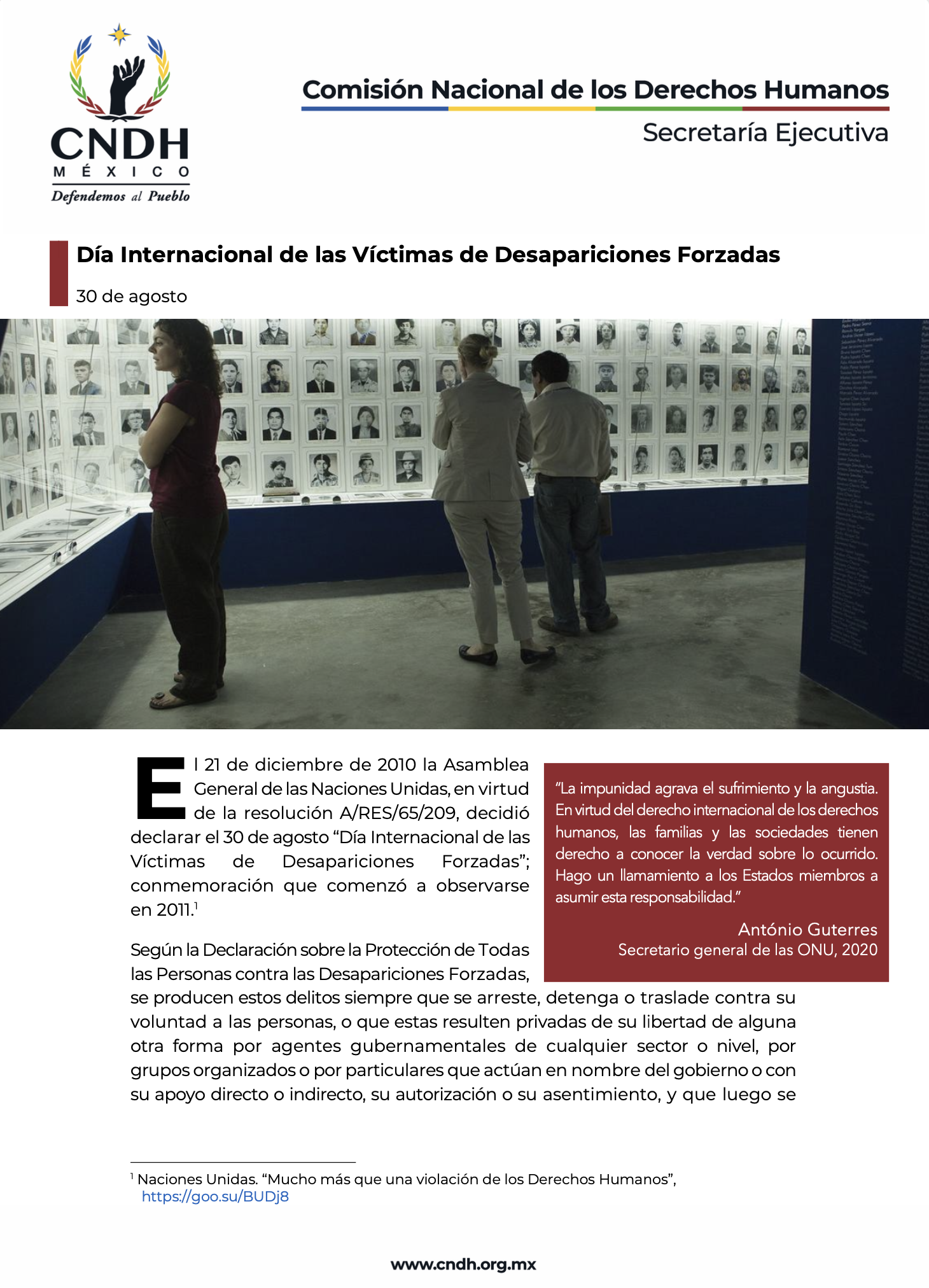 Día Internacional de las Víctimas de Desapariciones Forzadas