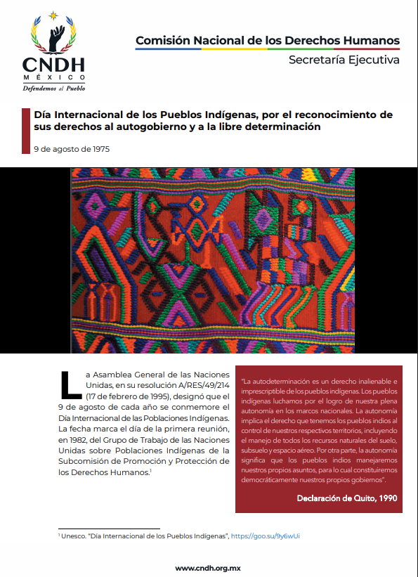 Día Internacional de los Pueblos Indígenas, por el reconocimiento de  sus derechos al autogobierno y a la libre determinación