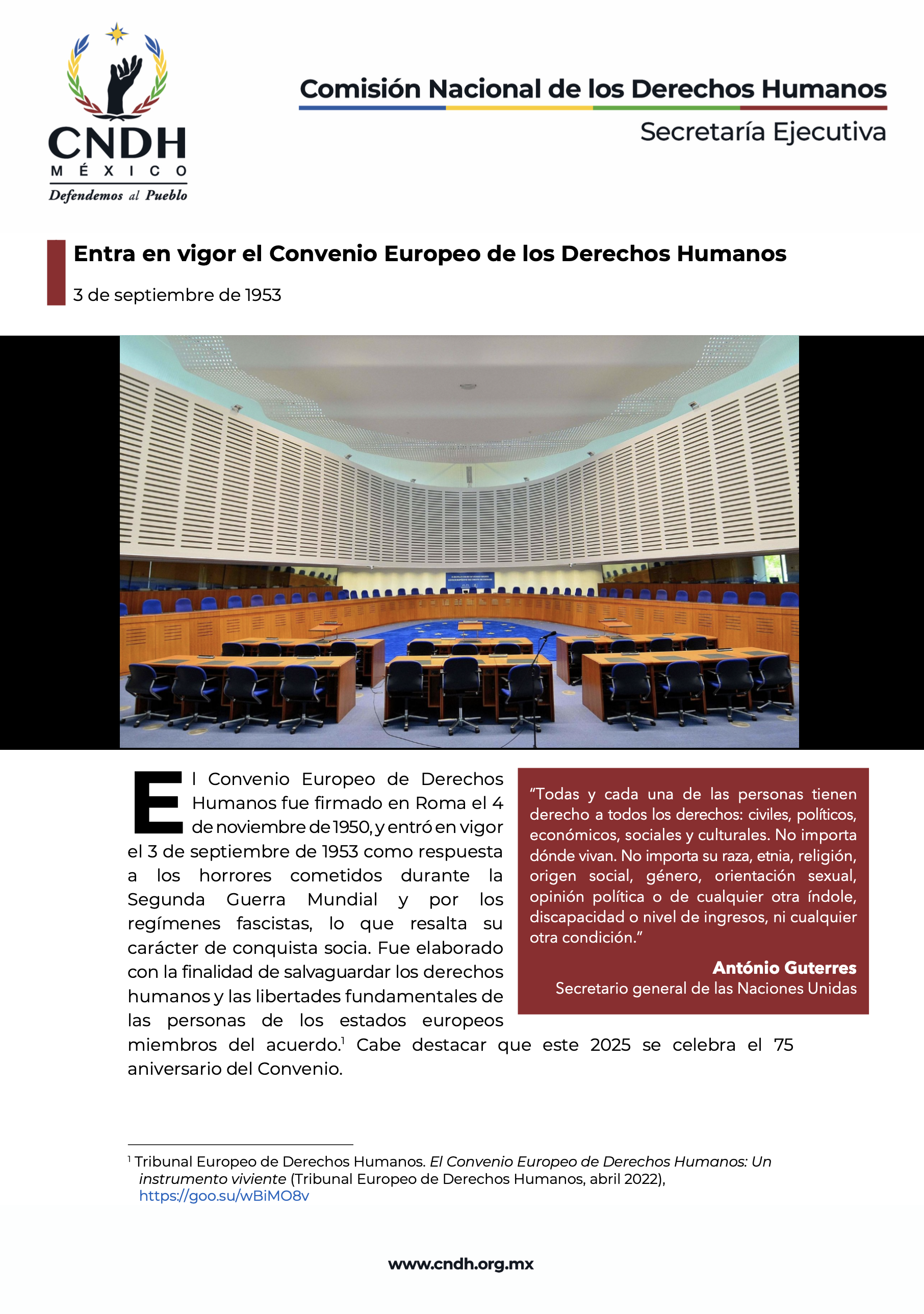 Entra en vigor el Convenio Europeo de los Derechos Humanos