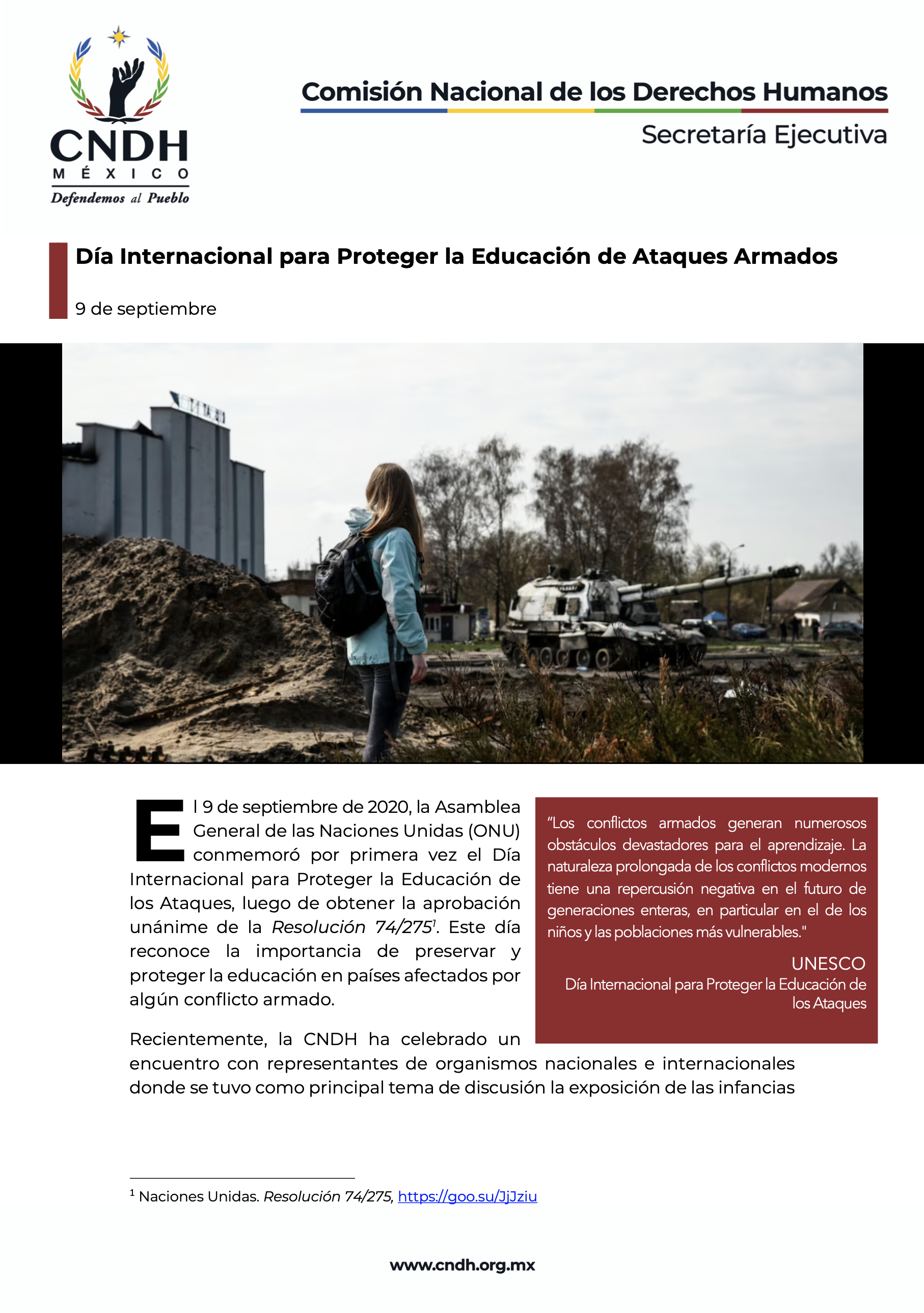 Día Internacional para Proteger la Educación de Ataques Armados