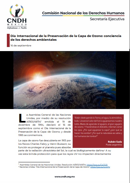 Día Internacional de la Preservación de la Capa de Ozono: conciencia de los derechos ambientales