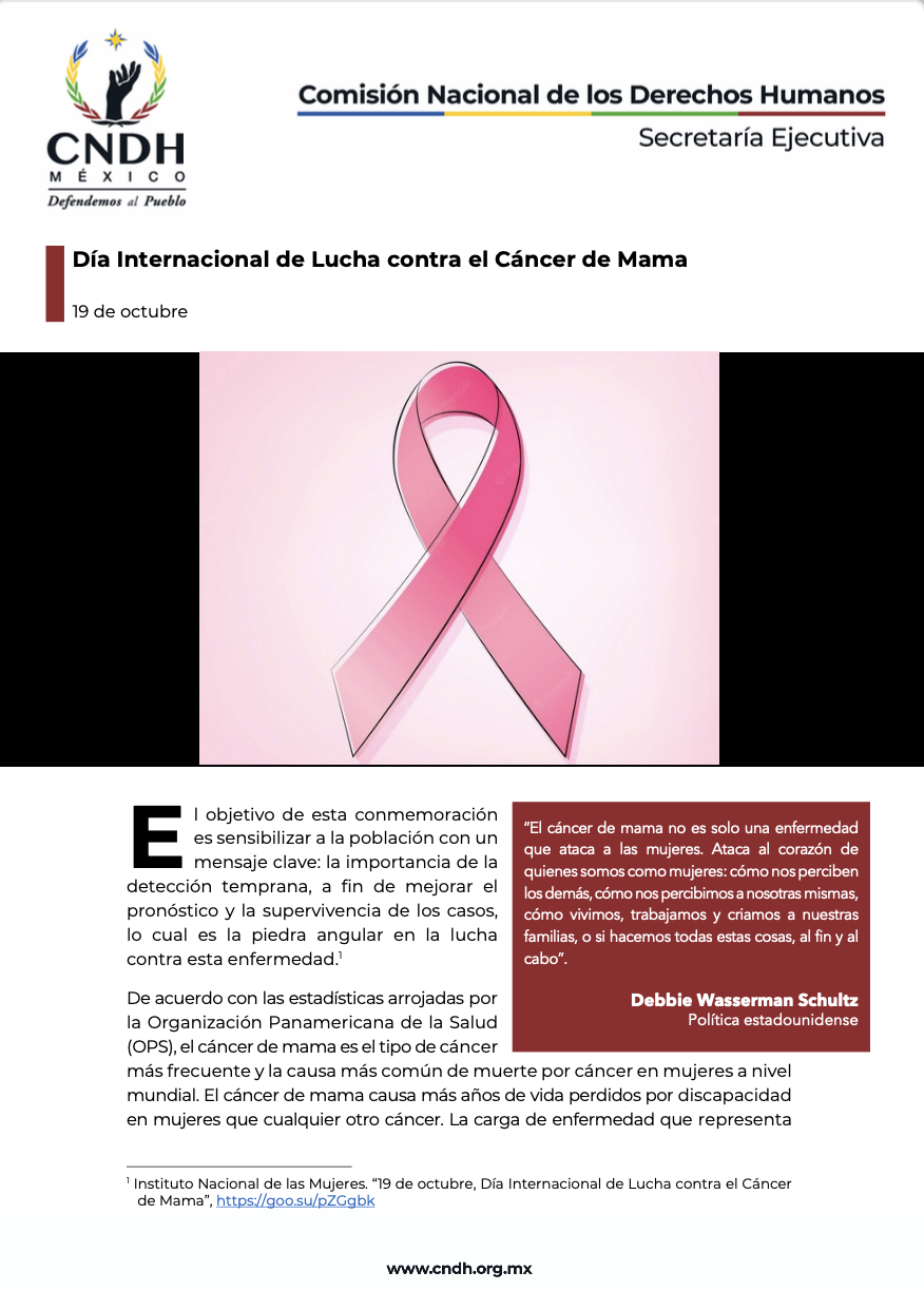 Día Internacional de Lucha contra el Cáncer de Mama