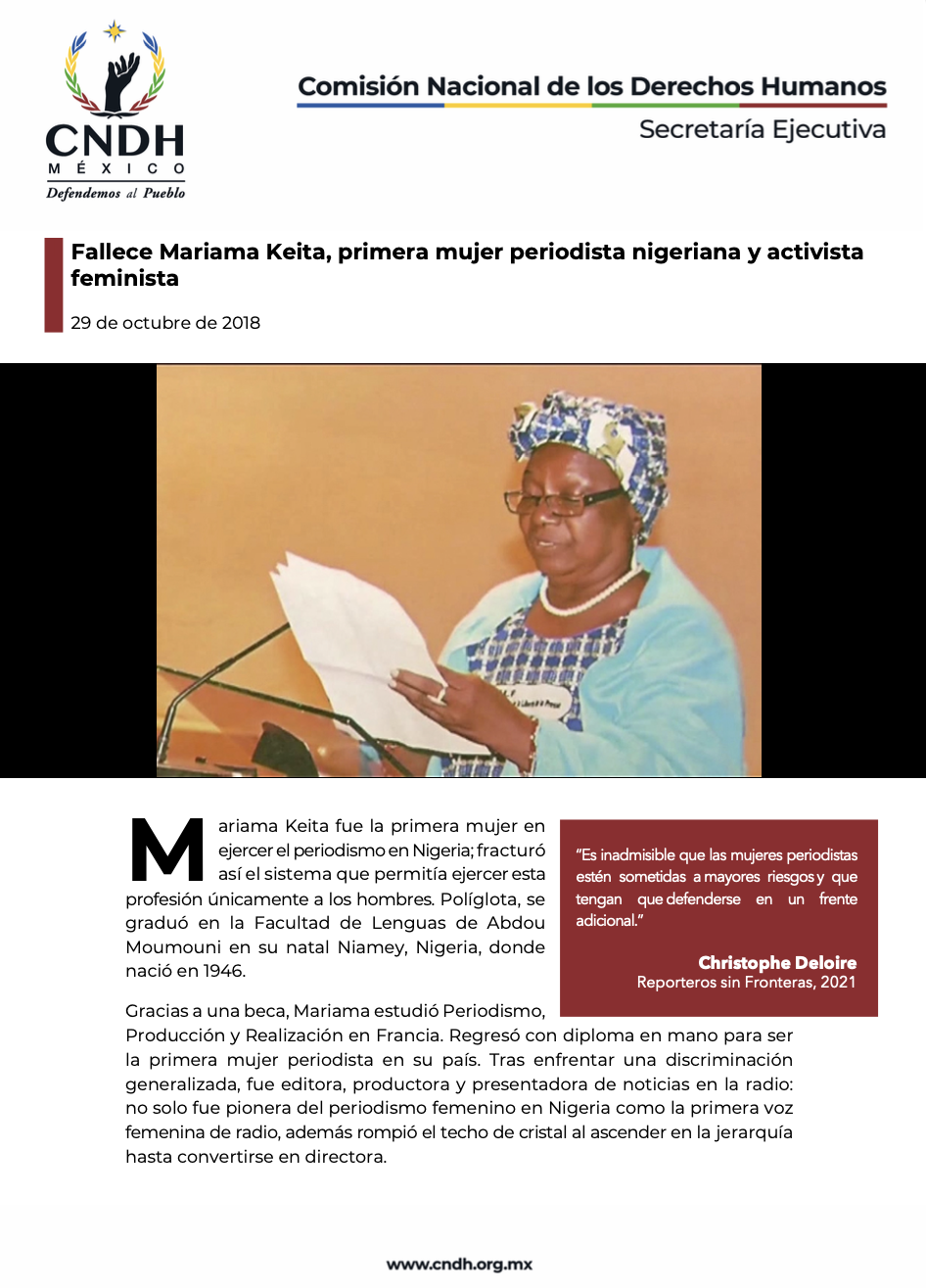 Fallece Mariama Keita, primera mujer periodista nigeriana y activista feminista