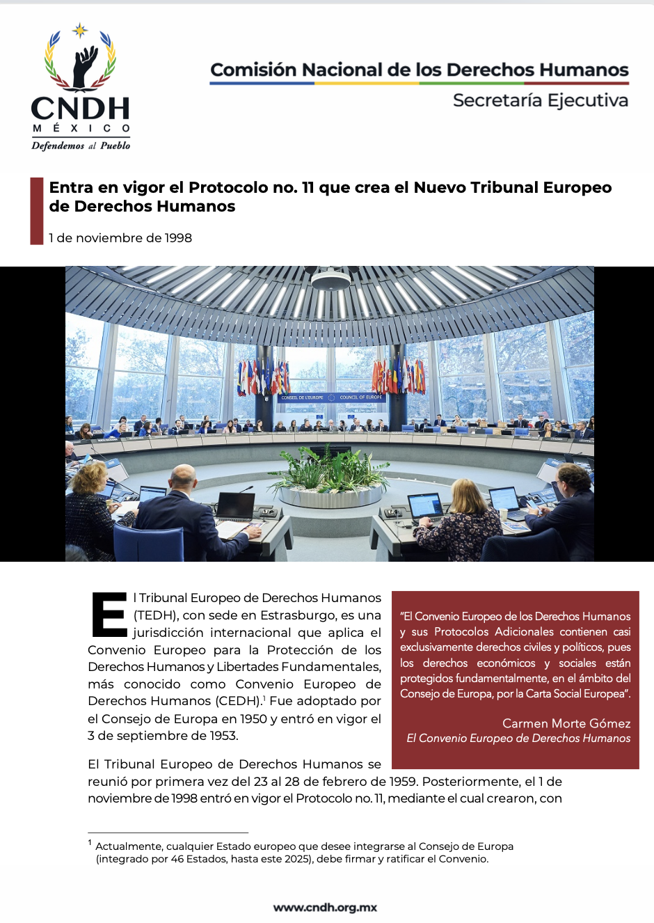 Entra en vigor el Protocolo no. 11 que crea el Nuevo Tribunal Europeo de Derechos Humanos