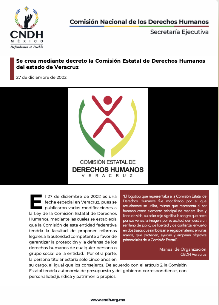 Se crea mediante decreto la Comisión Estatal de Derechos Humanos del estado de Veracruz